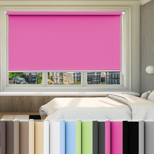 Fensterrollo Rollo 35 x 50 cm Sichtschutz ohne Bohren Seitenzugrollo für Schlafzimmer, Badezimmer, Wohnzimmer Fenster und Tür, Rosa