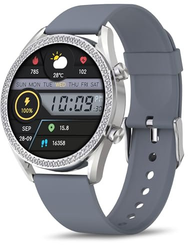 Bebinca Smartwatch für Damen mit Telefonfunktion, 1,27 Fitnessuhr/123 Sportmodi/Herzfrequenz- und Schlafmonitor/IP68 Wasserdicht, Kompatibel mit iOS und Android(Silber)