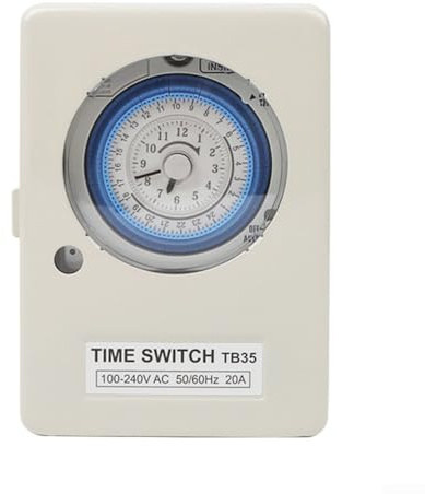 Mechanical Timer, Mechanical Time Control Switch TB35 with Iron Case 24-hour Timing Control Realy for Water Pump Motor, Fish Pond Oxygenation(380VAC)