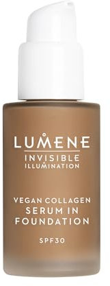 LUMENE Invisible Illumination Getönte Serum Foundation SPF30 mit Vegan Collagen Serum & Hyaluronsäure, Farbton 7, 30 ml