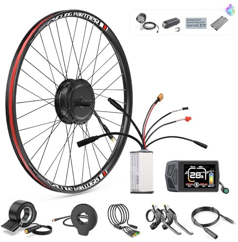 Bafang EBike-Umbausatz 48V500W Vorderrad-Brushless-Nabenmotor-Kits mit EKD01 Mehrsprachig-LCD-Display, Elektrofahrrad-Vorderrad-Umbausatz Passend für 28 Zoll 29 Zoll 700C