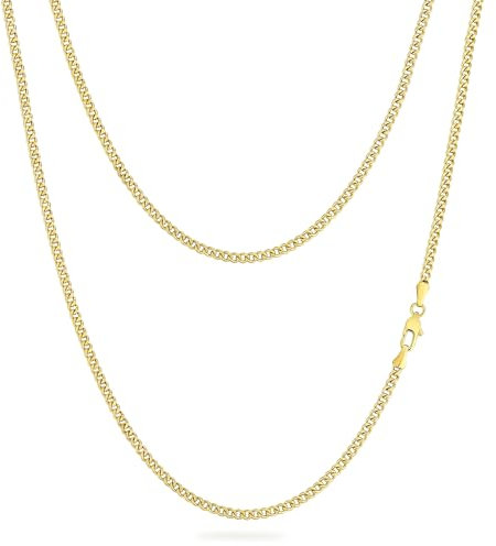 KRKC Herren Halskette, 14K Gold Vergoldet Edelstahl Cuban Link Chain Panzerkette 3mm, Nickel-frei Dünne Kette Gliederkette für Männer Länge 50,8cm