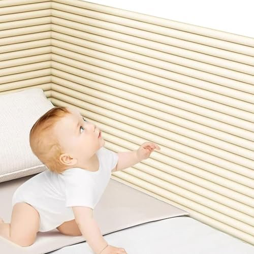 Boracy Kids Anti Collision Wall Padding Self Adhesive, Insulation and Cold Protection, 20x200cm Upholstered Wall Panels for Living Room/Bedroom(White,20cmx200cm)