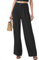 Joligiao Pantalon Cargo pour Femmes Pantalon Jambe Droite Palazzo Pantalon Taille Haute Pantalon Fluide Pantalon Ample Décontracté Chic et Elegant Pantalon Plissé avec Poches Casual(Noir,S)