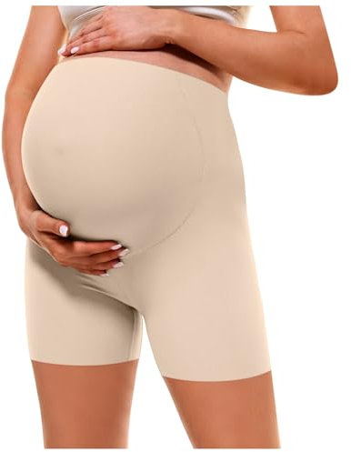 Culotte de Maternité pour Femme sous-vêtements de Grossesse Taille Haute Réglable Boxer Short sous Robe Panty Anti-frottement Cuisse Legging Court avec Dentelle pour Femme Enceintes Confortable