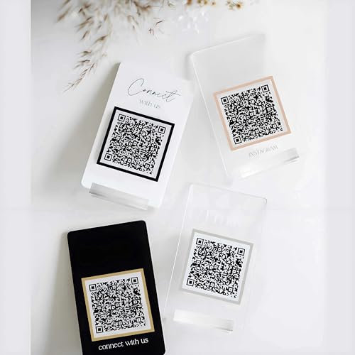 Pahdecor Personalisierbares 3D-QR-Code-Schild – 12,7 x 7,6 cm, mattiert, transparente Acryl-Schilder, Cash App, Mini-QR-Code-Ständer, scannbare Zahlung, QR-Code-Schild, geeignet für Schönheitssalons