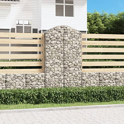 Hovothy Panier gabion avec arc haut, mur en pierre, pour mur de plantes, mur de jardin, gabion, grillage pour briques, argent, 100 x 50 x 200 cm, fer galvanisé
