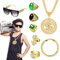 RANJIMA Zuhälter Kostüm, 8 Stück Hip Hop Rapper Kostüm, 80er/90er Jahre Outfit Herren, Goldene Rapper Hip Hop Kostüm mit Gold Ring Armband Ketten Sonnenbrille für Cosplay Karneval Fasching Mottoparty