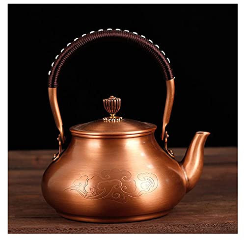 QUEAWOQ Théière Bouilloire À Thé Théière en Cuivre Antique Bouilloire À Thé Non Revêtue À La Main en Cuivre Rouge Maison Eau Bouillante Théière Service À Thé Théière Cadeau Haut De Gamme
