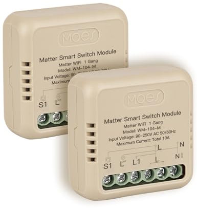MOES Interruptor Inteligente, Matter WiFi, Módulo DIY para Interruptor Inteligente, Requiere Línea Neutra, Programación de Encendido/Apagado, Compatible con Alexa/Apple Home/Google Home