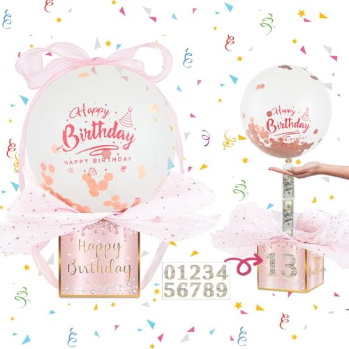 Upgraded Geldgeschenke Verpackung mit Luftballons, Pull Up Geburtstag Geldgeschenk
