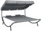 Myheimly Garten Sonnenliege mit Sonnendach Kissen Doppelliege Gartenliege Relaxliege Strandliege Liege Gartenmöbel 200x173x135cm Grau,mit Sonnendach