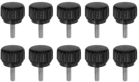 QUARKZMAN Vite a Testa Zigrinata Pomelli a Mano M3 x 8mm Nero 10pz | Filettatura Maschio Metrica, Testa in Plastica Opaca da 13mm, in Acciaio Inossidabile 304, Manopola Serraggio, Bloccaggio