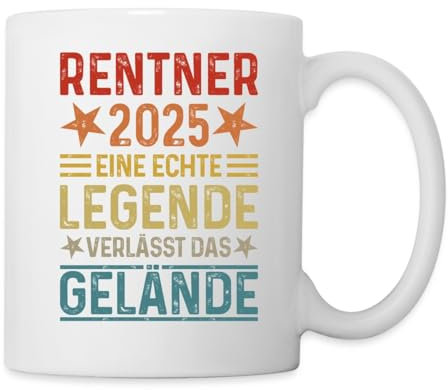 Spreadshirt Rente 2025 Eine Echte Legende Verlässt Das Gelände Tasse, One size, Weiß