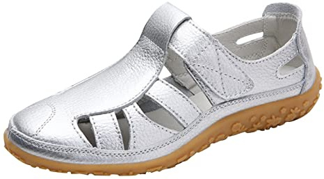 Sandales orthopédiques femme Été Confortable Respirantes Fermées Sandales De Marche Antidérapantes Chaussures de plage d'été Chaussures Plates Légères Rétro Chaussure Unique À Évider Avec Scratch