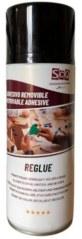 REGLUE 1X400 ml Cola reposicionable | Spray Adhesivo Nuevamente Separable | Pegamento para tejidos, papel, carton, plásticos, corchos. Pega y despega sin dañar materiales