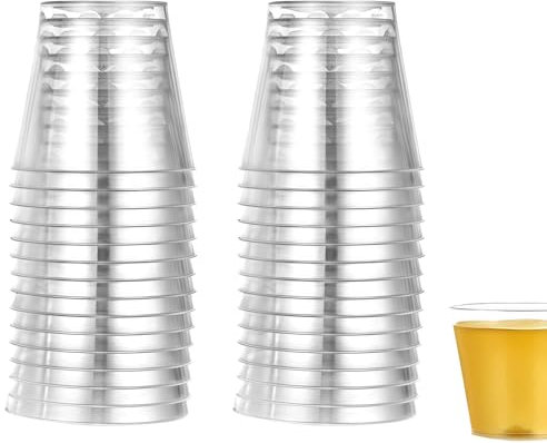 Debbery 30Pcs Shot Glasses Plastic, Clear Plastic Cups (30 ml/1 oz), Plastics Cups Reusable, for Parties, Weddings, Barbecues, Festivals or Various Events for Teenagers