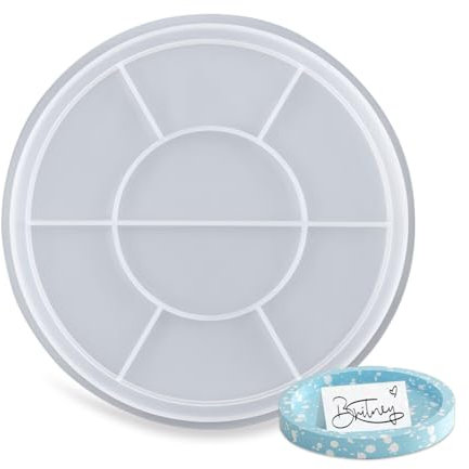YZROHYI Untersetzer Silikonform Teller Rund 17.2 cm,Silikonformen Gießformen Tablett,Silicone Mold Resin Tray,Silikon Gießform Schale Mit Rillen,Epoxidharz Formen Tablett,Gießform Dekoteller für DIY