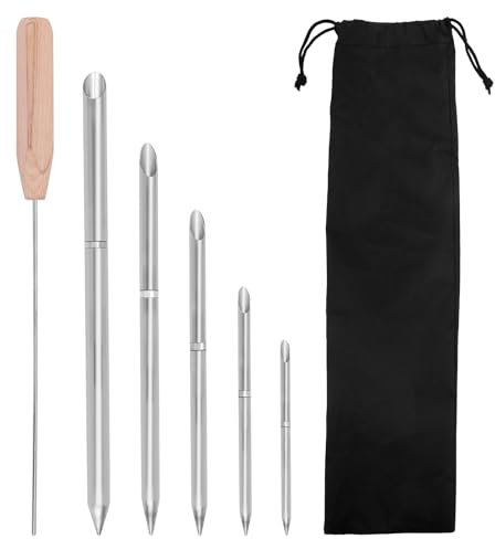 Gosknor 7uds Kit Herramientas Empalmar Cuerdas, 6-en-1 Acero Inoxidable con Empujador y Bolsa Almacenamiento para Cuerdas Doble Trenzado 1/4 5/16 3/8 7/16 1/2 para Rápida Recuperación y Empalme