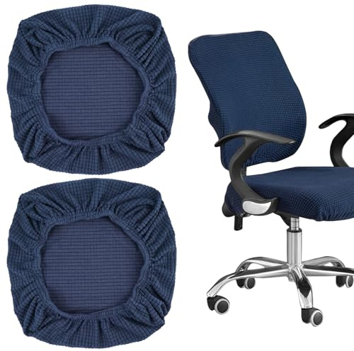 Fyrdm 2 Pezzi Coprisedia da Computer, Coprisedie da Scrivania, Housse Chaise de Bureau, Coprisedili Elasticizzati Elasticizzati, Office Chair Covers Stretch, per Uffici, Bar, Negozi (Blu Scuro)