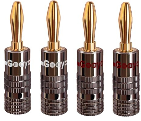 Goaycer Bananenstecker 2 Paare, 24k Vergoldet 4mm Lautsprecherstecker, 4 Stück
