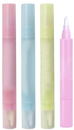 Hontaog 4-in-1 Refillable Nail Polish Corrector Pens with 12 Precision Tips | Perfect for Nail Art Mistake Fixing - Available in Blue, Purple, Yellow, Pink
