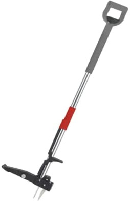 Teleskopischer Unkrautstecher DEDRA, Länge 100–120 cm, Aluminium, verstellbarer Teleskopstiel, Fußstütze, ergonomisch geformter Griff, effektive Unkrautentfernung