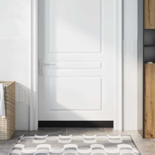 Runheo Selbstklebende Türbürstendichtungen aus Aluminiumlegierung 6 Stück Schwarz 100 cm für Zimmertür und Haustür, Montage ohne Werkzeug, Schutz vor Staub, Lärm, Zugluft und Einbruchschutz