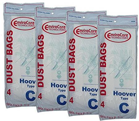16 Hoover Type C Vacuum Bags for Convertible Upright, Bottom Fill Convertible, Lightweight, O/S Vacuum Cleaners, 43651-050, 43651050, 4010003C, 4010077C, 1340, 1350, 1351, 13560, 1370, 1372, 13290, 1391, 2552, 2552B, 2650, 2651