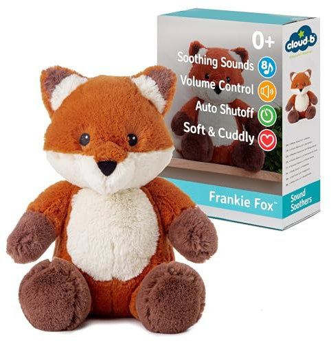 Cloud B Macchina per suoni lenitivi | Animale in peluche | 4 rumori bianchi e 4 ninne nanne | Spegnimento automatico | Peluche Musicale Volpe Frankie The Fox