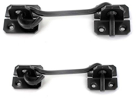 150mm(6) - Black Wire Cabin Hook & Eye Shed Gate Door Latch Includes Screws