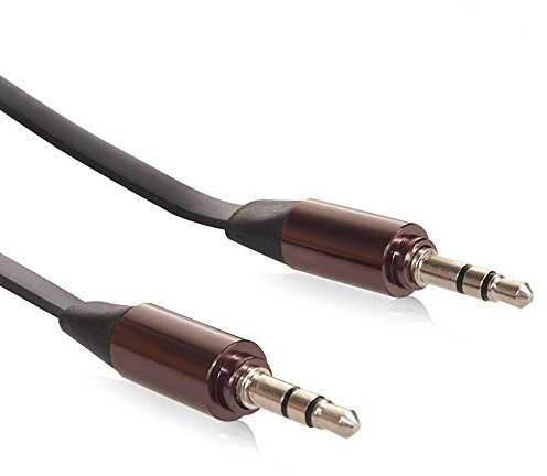 Maclean MCTV-695 B Flach Klinkenkabel Audio Kabel Flachkabel Adapter Jack 3.5mm Aux Audio Klinken Stecker (2m, Schwarz)