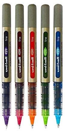 Uni-Ball, Tintenroller „Eye“, UB-157, fein, Tropical Set – 5 Stück