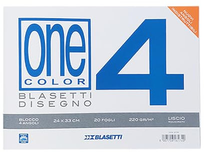 Blasetti Album da disegno - Blocco in CARTA LISCIA RIQUADRATA, BL4 Formato 24×33 cm, 20 fogli lisci certificati FSC, carta da 220 gr/mq con angoli indistruttibili
