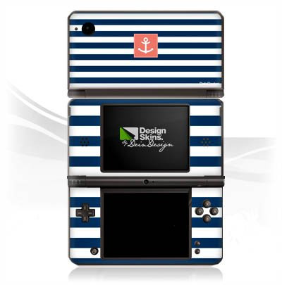 DeinDesign Skin kompatibel mit Nintendo DSi XL Folie Sticker maritim Anker Streifen