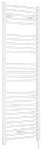 Nuie MTY158 | Modern Bathroom 750 Watt Heated Electric Ladder Towel Rail, 1375mm x 480mm, White