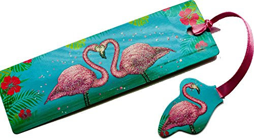 Lutz Mauder Glitzer Lesezeichen * PINK Flamingo * mit Kordel und Anhänger Geschenk Bücher Buch Kinder Lesen Mitgebsel Glitter