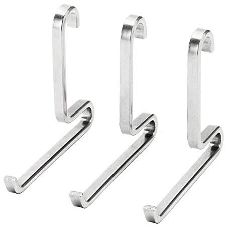 Hakenleiste aus Edelstahl, 3 Stück, montiert, Größe: Tiefe: 10 cm, Höhe: 8 cm Max. Last/Haken: 4 kg Paketmenge: 3 Stück, zum Aufhängen mehrerer Küchenutensilien am gleichen Haken,