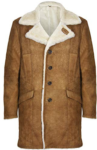 Infinity Leather Brauner Warmer Merino Lammfell Regenmantel Für Herren