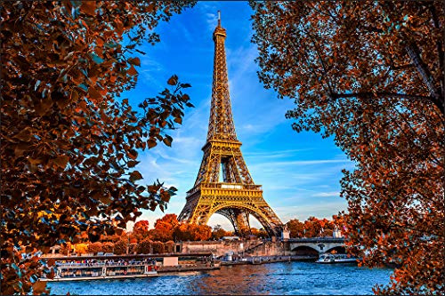 Muralo Papier Peint Panoramique Paris Tour Eiffel - 270x180 cm | Fresque murale vinyle lavable, pose facile, motif haute définition - esprit urbain pour salon ou bureau