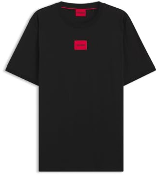 T-Shirt Aus Baumwolle Mit Rotem Gewebtem Logo-Label