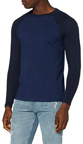 Urban Classics Herren Raglan Contrast Ls T Shirt, Darkblue/Midnightnavy, 3XL Gro e Gr en EU