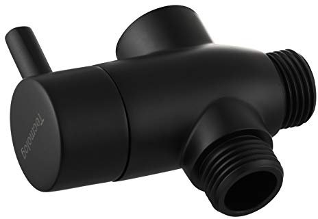 Tecmolog Umstellventil Dusche 3 Wege 1/2 Messing Absperrventil Dusche T Adapter für Handbrause Schwarz, DSF013B