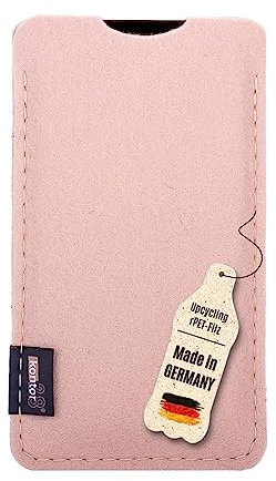 kontor28-Smartphone Hülle, Tasche passend für Apple iPhone 13 Pro Max, Slim-Fit Sleeve aus 100% Natur-Filz Oeko-TEX Standard 100. Handgefertigt Made in Bayern, blüte rosa