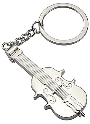 ARFUKA Schlüsselanhänger Edelstahl Auto Schlüsselanhänger Violine Anhänger Metall Keychain Geburtstag Weihnachtsgeschenke für Frauen und Männer