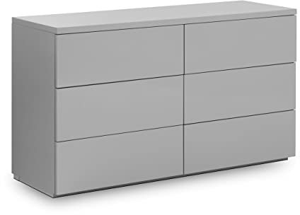 Netfurniture Quebec Kommode für 6 Türen, breit, Grau glänzend