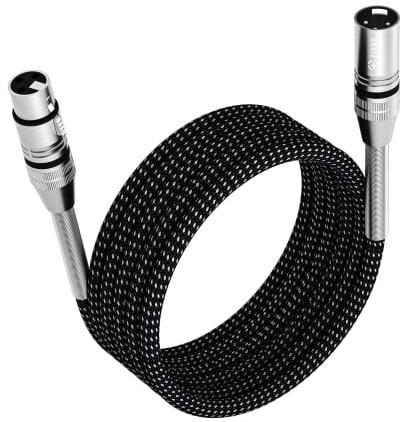 FIBBR XLR Cable 1M, Microphone Cable Nylon Braided XLR Male to Female Heavy Duty Balanced Microphone Cord Compatible with Preamps/Speaker Systems and More