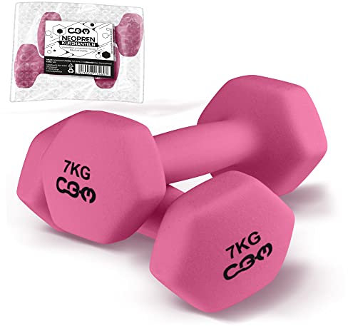 CBM Neopren Hanteln Set - [7kg] Kurzhanteln Set - Hexagon Kurzhantel-Set - Kein ständiges Wegrollen - Ganzkörpertraining für Zuhause - rutschfest & ergonomisch