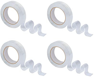 4 x Clear Nano Gel Tape Strong Double Sided Hard As Nails Adhesive Hanging Tape 1M x 3CM