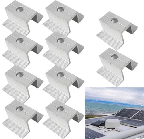 10 morsetti centrali solari in lega di alluminio per pannelli solari, fotovoltaici, pannelli solari, profili in alluminio, morsetto per il montaggio, fissaggio solare, 25 – 50 mm, altezza del modulo,